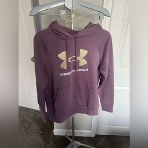Under Armour Purple Fleece Gold Glitter Logo Hoodie Size XS NWT
